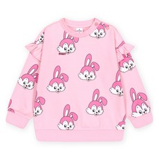 Milk Baby 女童寶寶粉紅兔荷葉邊衛衣