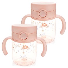 Richell 利其爾 Asta飲水杯 200ml, 2個, 珊瑚粉