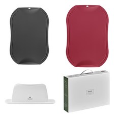 doble 砧板 M號 灰色+L號 亮紅色+收納架, 砧板（中）+砧板（大）+支架, 1組