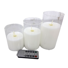 浪漫 LED 電子蠟燭套組 附搖控器, 透明
