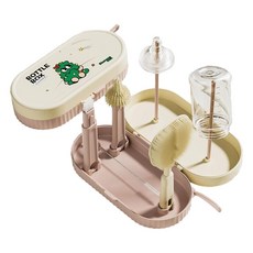 Couselect 便攜式奶瓶刷 矽膠奶瓶清潔刷 + 奶嘴刷 + 水杯刷 旅行奶瓶刷 + 奶瓶瀝水架, 1組, 橙色