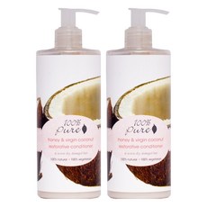 100%퓨어 허니 & 버진 코코넛 레스토라티브 컨디셔너, 390ml, 2개