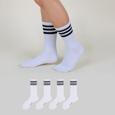 Goldman Socks 女款運動三線皺褶長筒襪 4雙, 白色