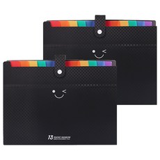 아코디언 바인더 파일 정리함 13칸, 블랙, 2개