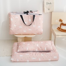 아리베베 어린이집 낮잠이불 세트 분리형, 화이트베어핑크