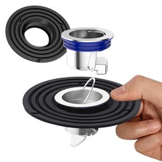 韓國 With US 浴室排水口防臭芯 2入 + 矽膠環 2入 套組, 銀色