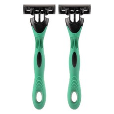 블루마켓 스테인리스 MAX 3단 일회용 면도기 그린, 1개입, 2개