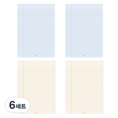 페이퍼리안 라이프패드 메모지 A5 2종 세트, 라인 블루, 라인 옐로우, 6세트