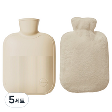 해피앤굿 따듯함 보온물주머니 S 500ml + 토끼 커버 세트 베이지 베이직, 5세트