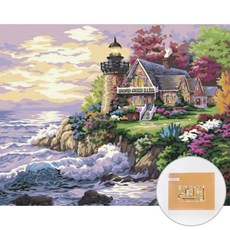 ARTJOY DIY名畫系列數字油畫 50*40cm, 夕陽下的燈塔, 1幅
