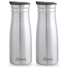 Sisem Flex 不鏽鋼水瓶, 銀色, 1000ml, 2個