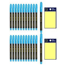 東亞 螢光筆 12入 + Tukovi 便利貼 組合, 天藍色(螢光筆), 黃色(便利貼), 2套
