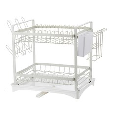 Bellobi 雙層碗盤瀝水架, 白色