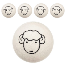 JOYFUL NAPKIN 悅棉 烘衣必備 防靜電 防纏繞 吸濕淨味 羊毛烘衣球, 羊頭 米色, 5個