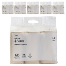 JAJU 竹製低粉塵捲筒廚房紙巾, 6入, 6個