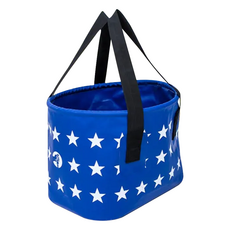 E.City 戶外可折疊露營加厚防水提水桶釣魚置物桶 1個, 藍色