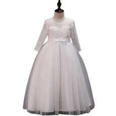 女童腰部蝴蝶結長洋裝