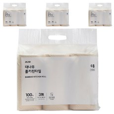 JAJU 竹製低粉塵捲筒廚房紙巾, 6入, 4個