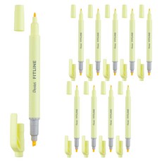 Pentel 飛龍文具 Fitline 螢光筆 SLW11P-G, 10個, 粉彩黃色