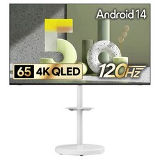 더함 CHIQ 4K UHD QLED DLG 120Hz 돌비 AI 스마트 구글5.0 TV + 대형 화이트 삼탠바이미 스탠드 울트라 세트, 165cm(65인치), UA651QLED Google5.0 120Hz 2025(TV), MS64-241L-W(삼탠바이미), 이동형 스탠드, 방문설치