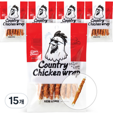 슈퍼츄 강아지 컨츄리 치킨랩 껌, 소가죽, 80g, 15개