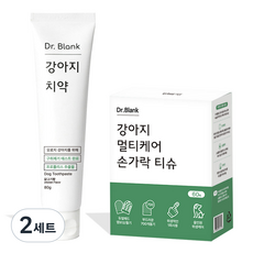 닥터블랭크 강아지 치약 닭고기향 80g + 멀티케어 손가락 칫솔티슈 60p 세트, 2세트