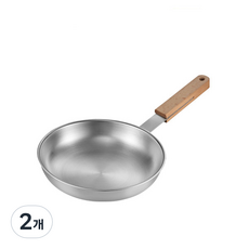 PNPOONGNYUN Withus系列木質單柄3層不鏽鋼平底鍋 IH爐適用, 20cm, 2個