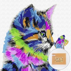 Artjoy DIY 傑作繪畫顏料 + 畫筆套裝 30 x 30 厘米, 蝴蝶與貓咪