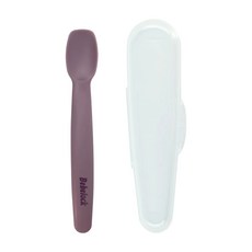Bebelock 離乳餵食軟湯匙 升級款無毒無味 不傷牙齦 耐高溫可微波消毒 韓國製造 附外出攜帶盒, 星辰紫, 1個
