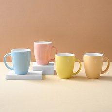 Happy Jeong Korea 粉彩橢圓亮光馬克杯組 350ml, 橘色 + 藍色 + 粉紅色 + 黃色, 1套