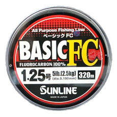 SUNLINE Basic FC 日本製 碳纖線 卡夢 下野正希 前導線 根魚 捲仔 磯釣 池釣 釣魚線 漁線 新版 1.25/5LB, 1個, transparent