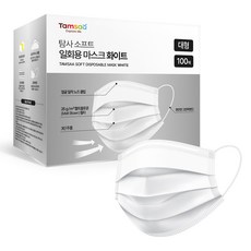 탐사 소프트 일회용 마스크 대형, 100개입, 1개, 화이트