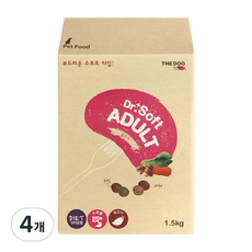 더독 닥터 프리미엄 성견 소프트사료, 닭, 1.5kg, 4개