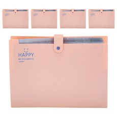 Abern 12格微笑馬卡龍活頁夾, 粉紅色, 5個