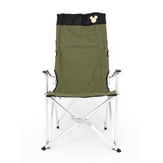 패밀리 디즈니 캠핑 미키 접이식 릴렉스 캠핑 체어, 카키, 1개