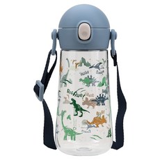 LiLFANT 兒童背帶彈蓋Tritan水瓶, 恐龍, 470ml, 1個
