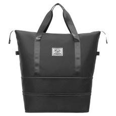 雙擴展健身旅行包, 牛津布手提/肩背包, 41 x 21 x 50cm, 黑色