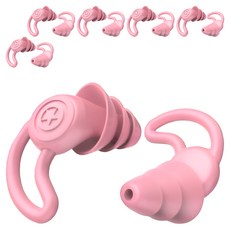 Monahome 舒適不痛耳三層奈米矽膠防噪音耳塞 2種 x 2入組 亮粉色, 3套, 2副