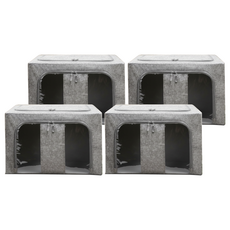 Havity 優質加厚可折疊鋼絲耐用大號布藝生活箱, 灰色, 4個