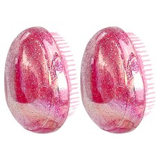 POKOJ Glling Beauty Pebble 便攜式迷你髮梳, 粉紅色, 2個