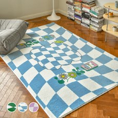 清新色彩風棋盤格紋地毯
