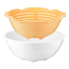 TESOMA Della麵包發酵碗+發酵籃套裝 PP塑料 中國製造, 碗 + 籃, 發酵碗直徑 22 x 8.5cm + 發酵籃直徑 22 x 8.3cm, 1個