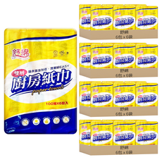 舒綿 雙層貼合抽取式厨房紙巾 100抽, 6包, 24袋