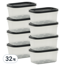 SAENGHWALEN 柔軟PP冷凍專用密封保鮮盒 黑色, 250ml, 32個