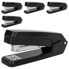 Deli 騎馬訂 360 度旋轉訂書機, 黑色, 5個