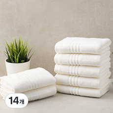 위클리 베이직 수건 타올 170g 30수 면사, 화이트, 14개