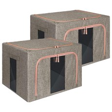 衣物鋼架收納箱 66L, 灰色, 2個