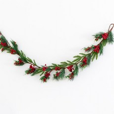 flowertree 室內牆面裝飾小物 漿果松樹花環 180cm, 漿果松樹