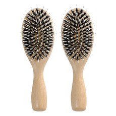 LIKEHOUSE 豬鬃氣墊髮梳, 2支, 自然木頭色