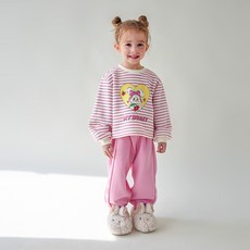 WALTONKIDS 兒童兔子條紋刷毛上下套裝